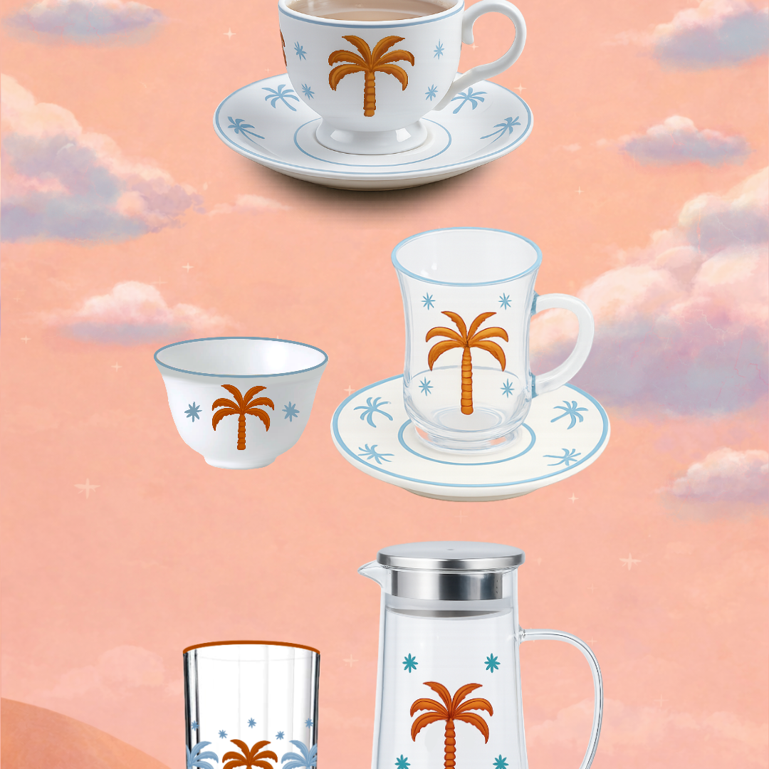 Arabic Tea & Coffee Set- Sky Blue🩵🧡