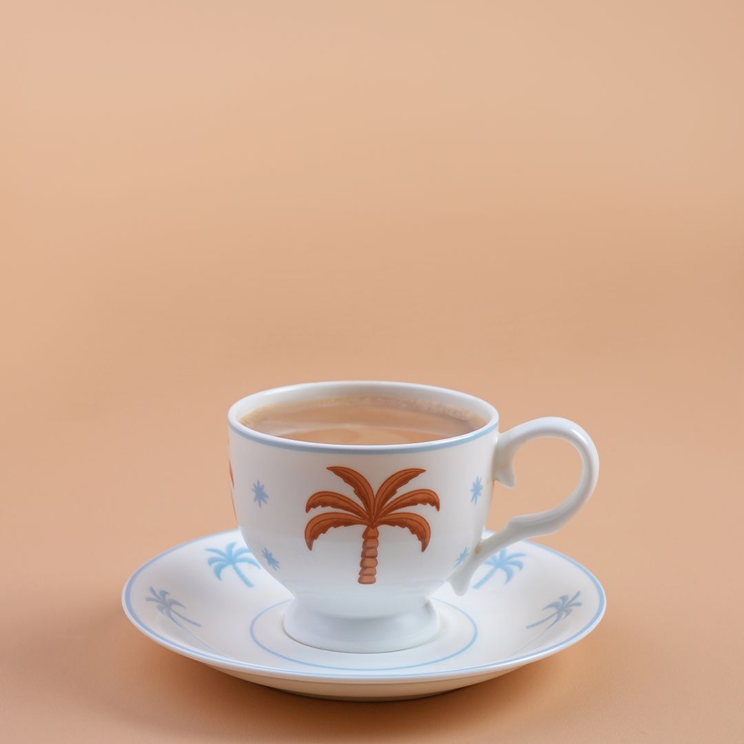 6 pcs English Tea Cup- Sky Blue🩵🧡