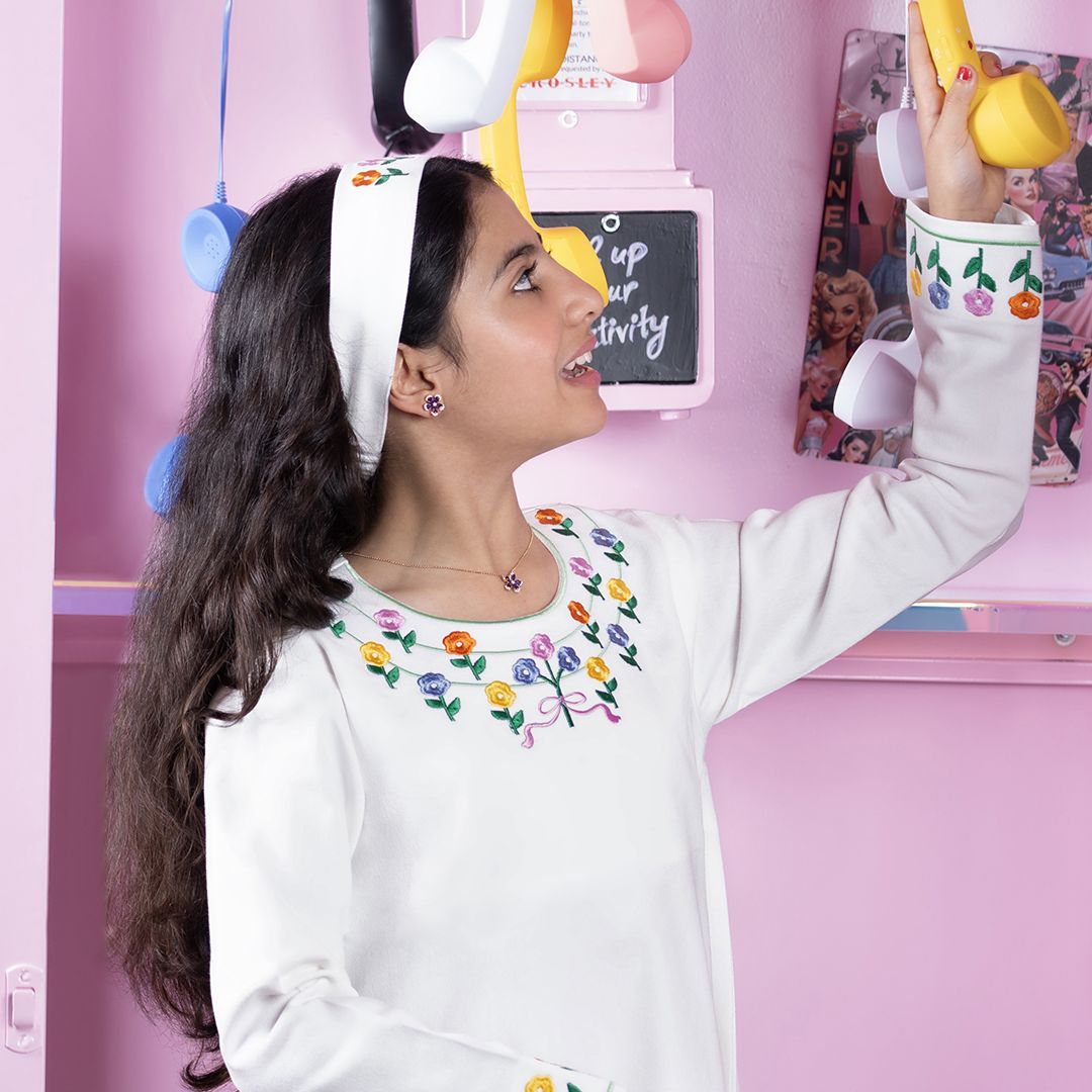 Floral 🌺-White Denim