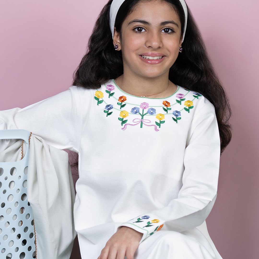 Floral 🌺-White Denim