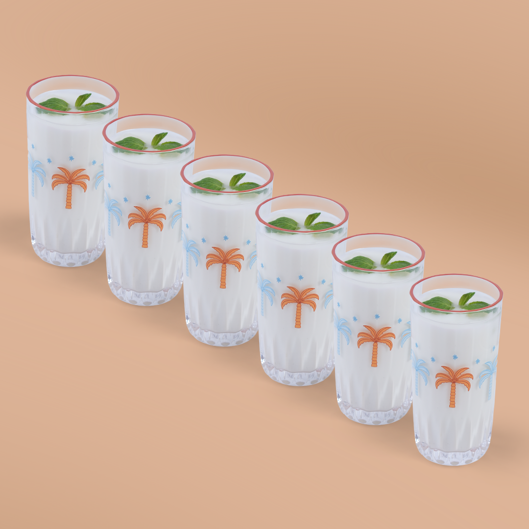 6 Glasses Set - Sky blue🩵🧡