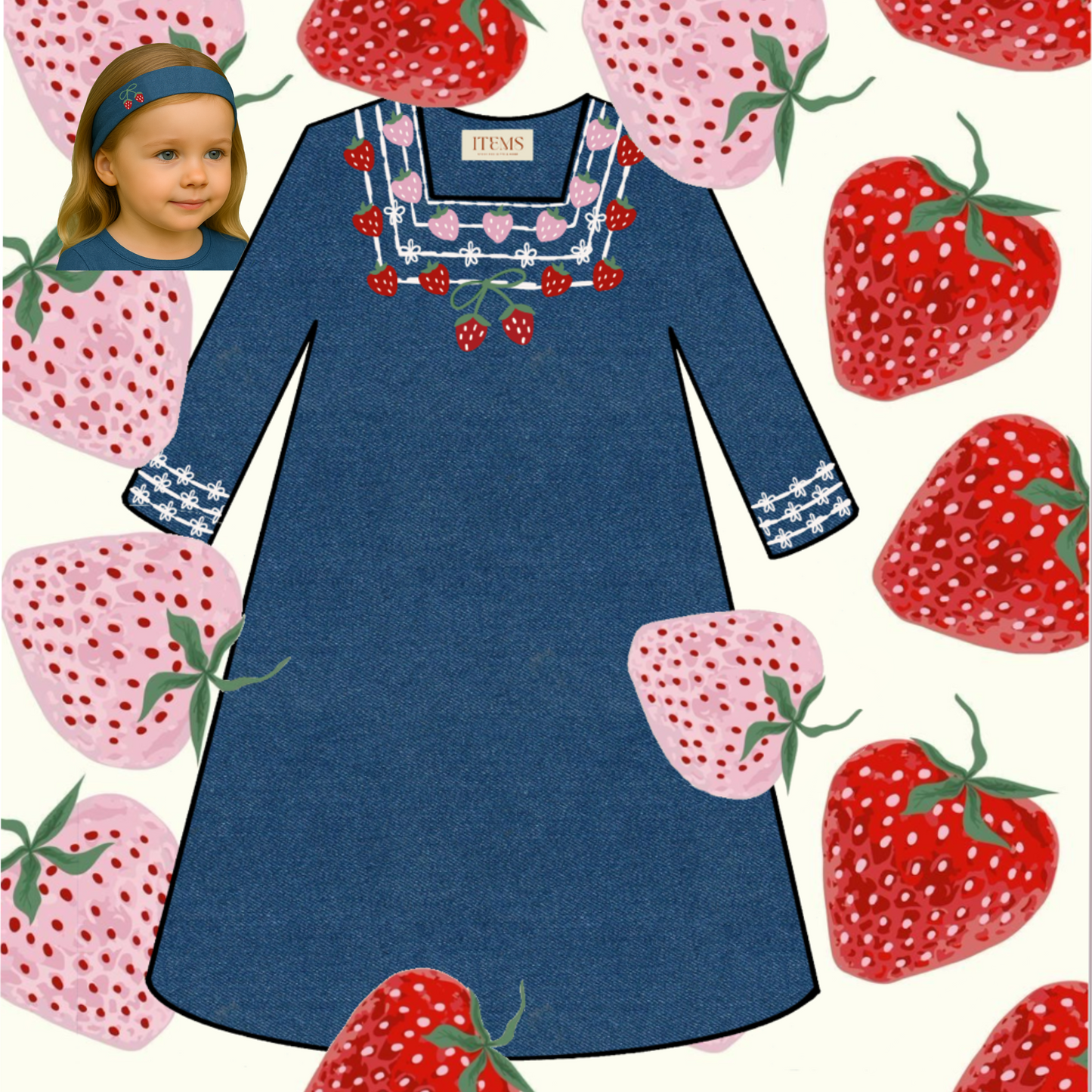 Strawberry 🍓- denim blue